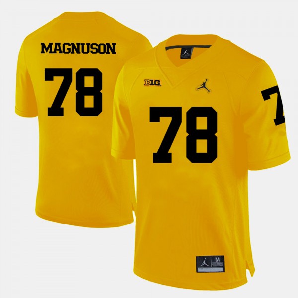 Michigan Wolverines #78 For Men Erik Magnuson Jersey Yellow College Football NCAA